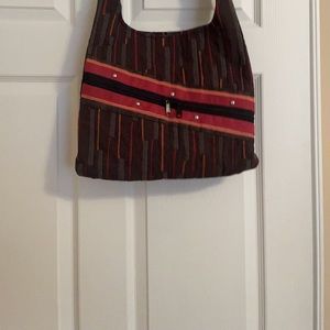 Red/grey/black boho bag 15wX13h custom made w/lining and pockets. Gently used